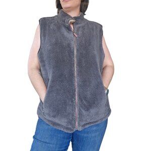 True Grit Double Plush Full Zip Vest Men's Size XL Grey Gorpcore Winter Hunting